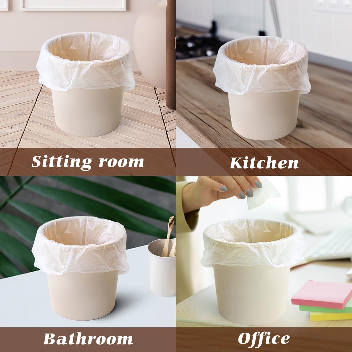 1 Gallon 80 Counts Strong Trash Bags Garbage Bags by Teivio, Bathroom Trash Can Bin Liners, Small Plastic Bags for Home Office Kitchen, Clear