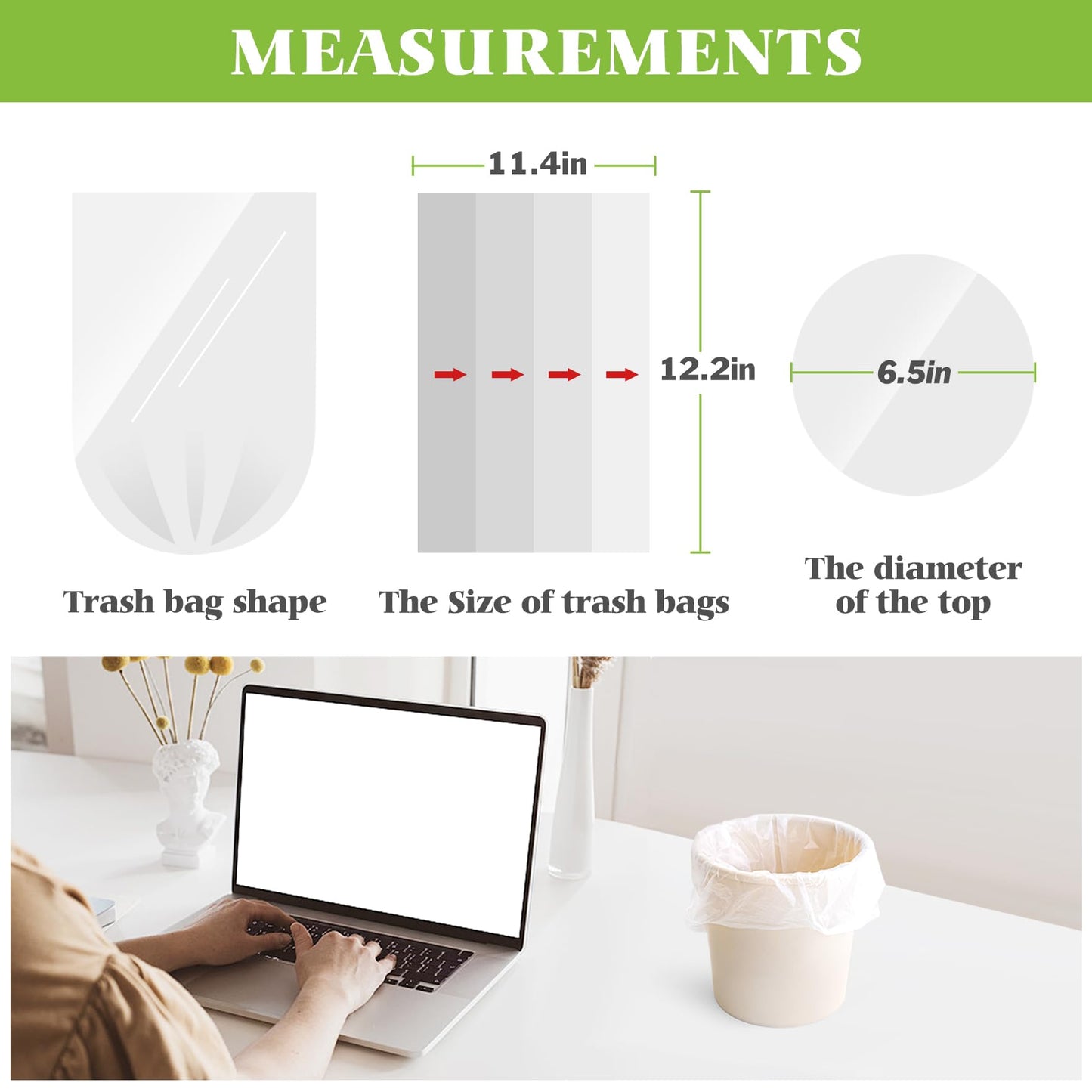 0.5 Gallon Mini Strong Trash Bags Garbage Bags, Tiny Bathroom Trash Can Liners by Teivio, Small Plastic Bags for Desktop Trash Bin/Dog/Poop Car, Fit 2 Liters or Less Can (220 Counts, Clear)