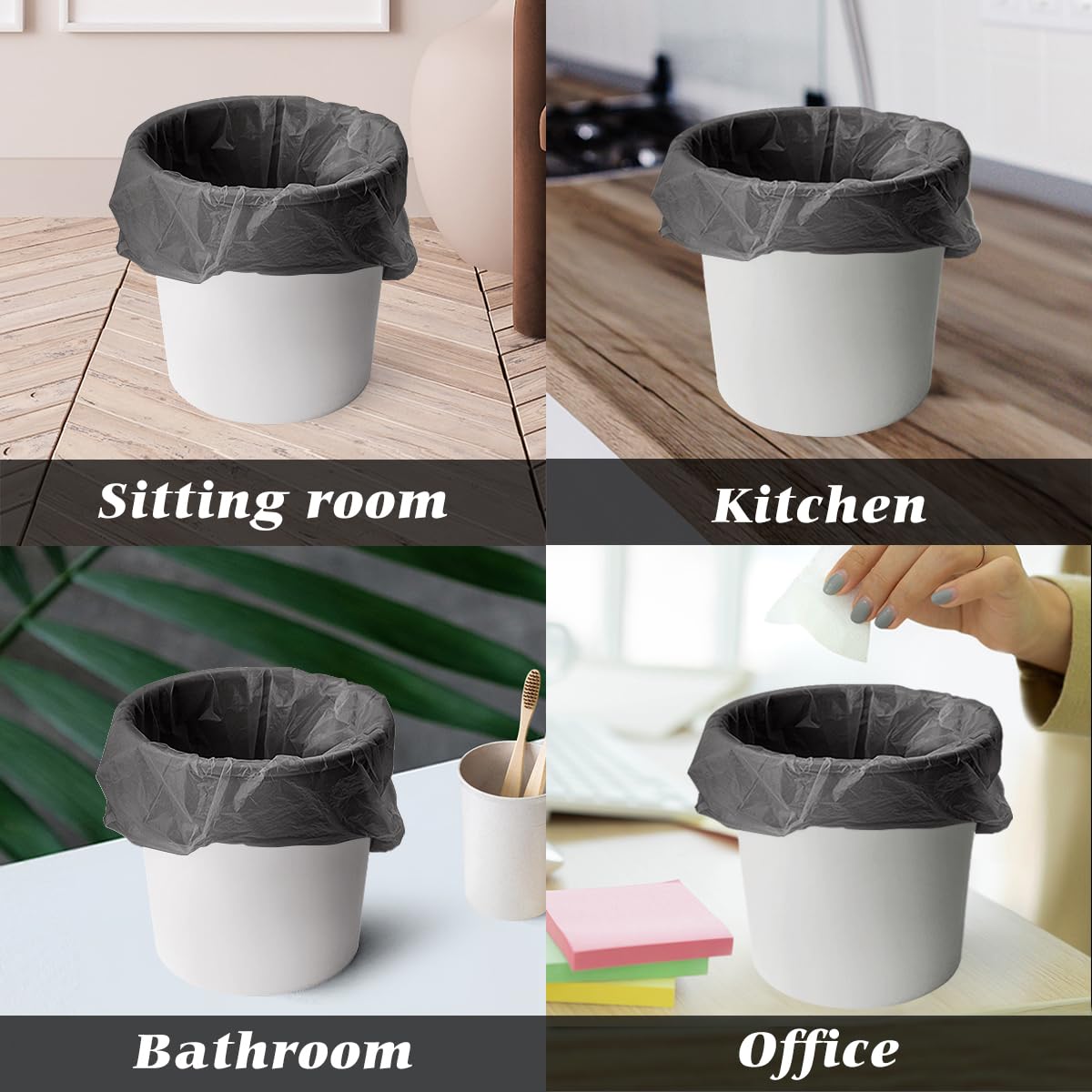 0.5 Gallon Mini Strong Trash Bags Garbage Bags, Tiny Bathroom Trash Can Liners by Teivio, Small Plastic Bags for Desktop Trash Bin/Dog/Poop Car, Fit 2 Liters or Less Can (220 Counts, Black)