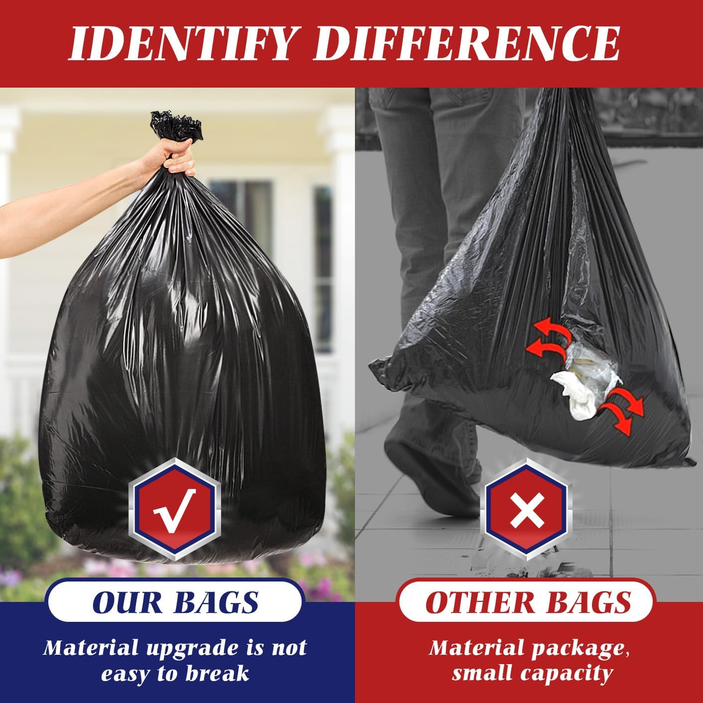 Teivio 30-33 Gallon Black Trash Bags | 100 Bags w/Ties 30,31,32,33Gal | Extra Large Multipurpose | Kitchen Office Garbage Bags | Lawn And Leaf Bags | Outdoor Yard Waste Bag | Workshops Trash Bin Liner