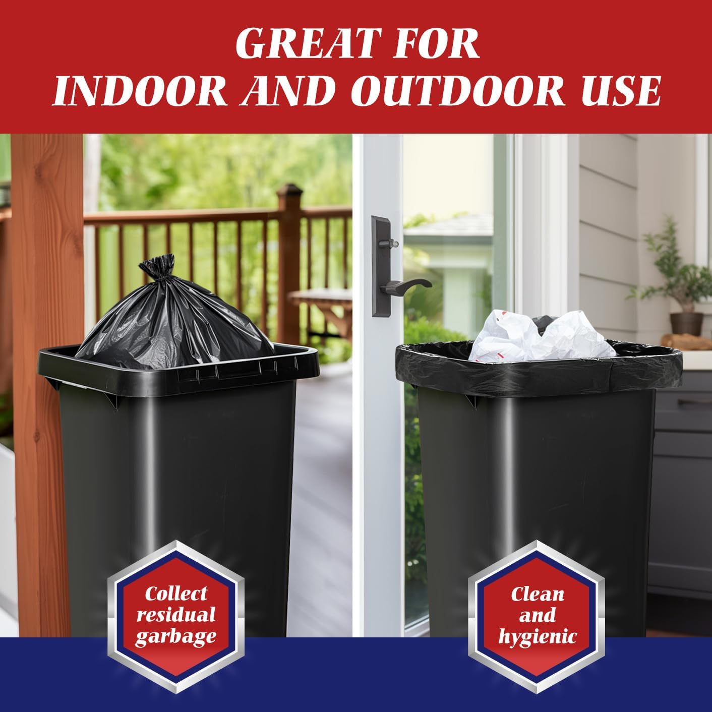 Teivio 30-33 Gallon Black Trash Bags | 100 Bags w/Ties 30,31,32,33Gal | Extra Large Multipurpose | Kitchen Office Garbage Bags | Lawn And Leaf Bags | Outdoor Yard Waste Bag | Workshops Trash Bin Liner