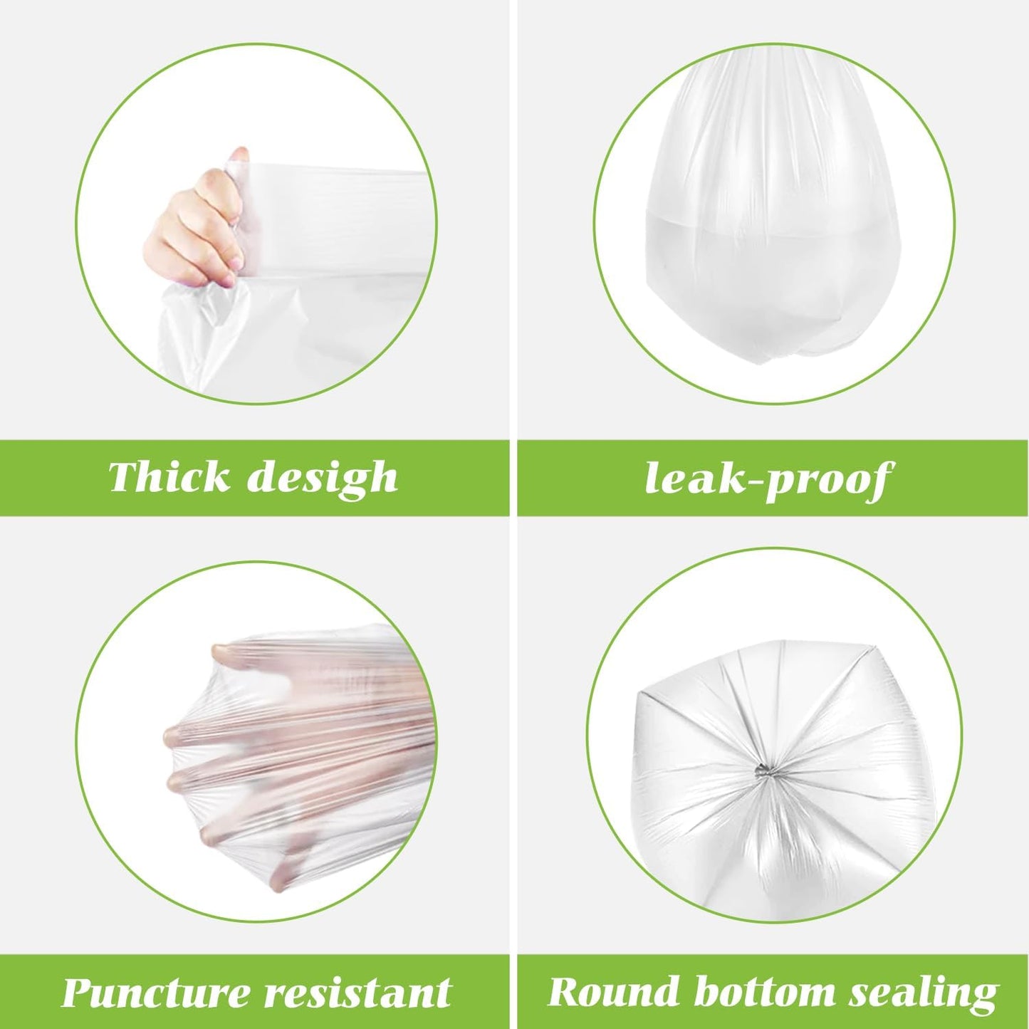 2 Gallon 220 Counts Strong Trash Bags Garbage Bags by Teivio, Bathroom Trash Can Bin Liners, Small Plastic Bags for home office kitchen, Clear