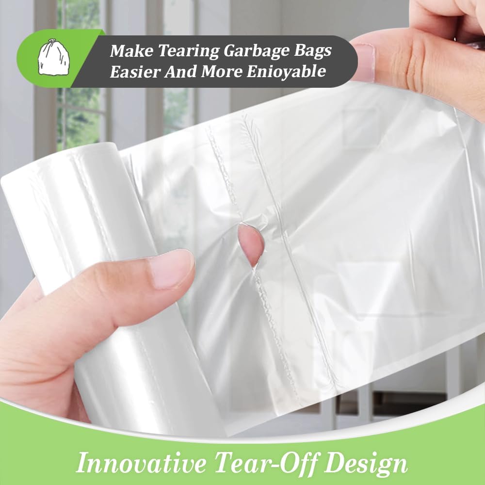 2.6 Gallon 80 Counts Strong Trash Bags Garbage Bags by Teivio, Bathroom Trash Can Bin Liners, Small Plastic Bags for home office kitchen, Clear